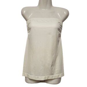CREAM White Strapless Waist Length Sleeveless Tank Top